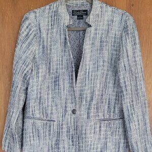 Lucky Brand Tweed Blazer | Blue & White | Single Button | Women's